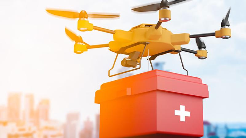 Drone carrying medical supplies
