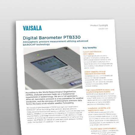 Sensore di pressione barometrica - PTB330 - VAISALA - in silicio / digitale  / per il settore aeronautico