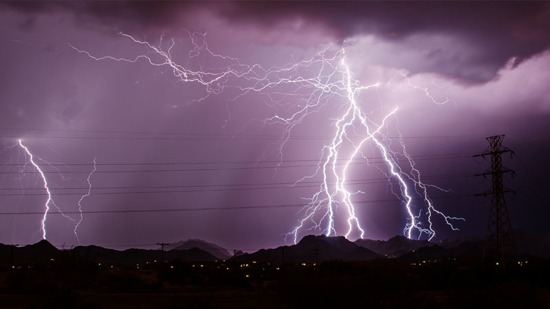 Strike damage potential: night time lightning storm
