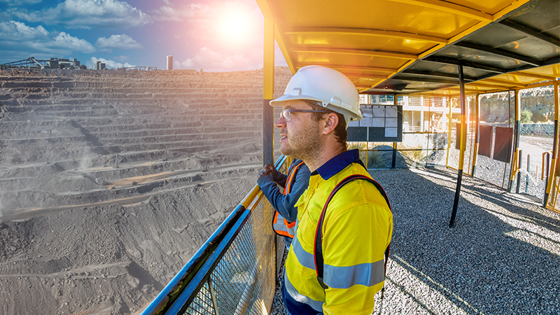 Miner watching the coal mine