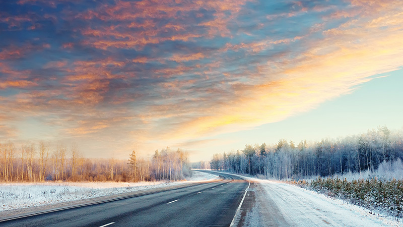 Snowy winter road