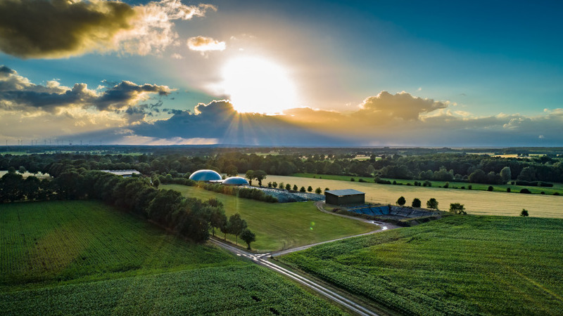 Biogas plant in landscape