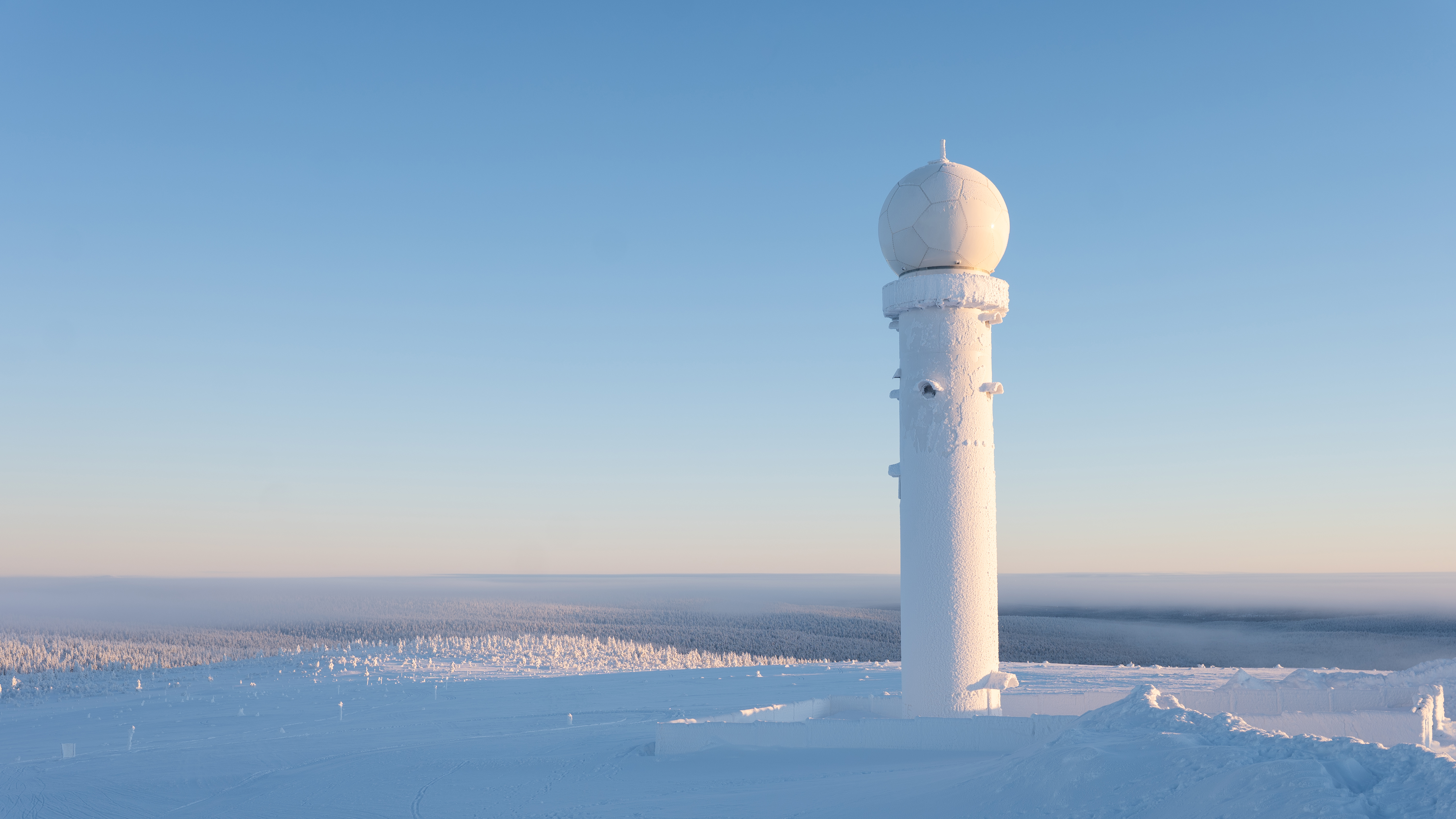 Weather radar in winter landscape