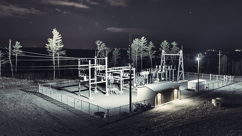 Substation at night