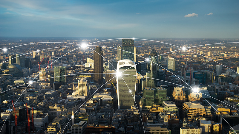 City with location spots