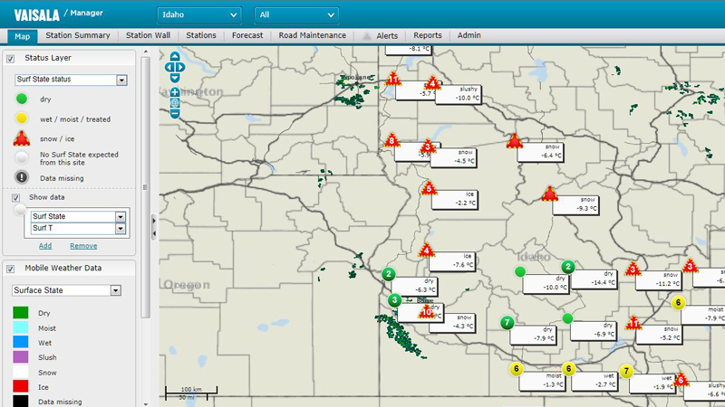 Vaisala RooadDSS map view