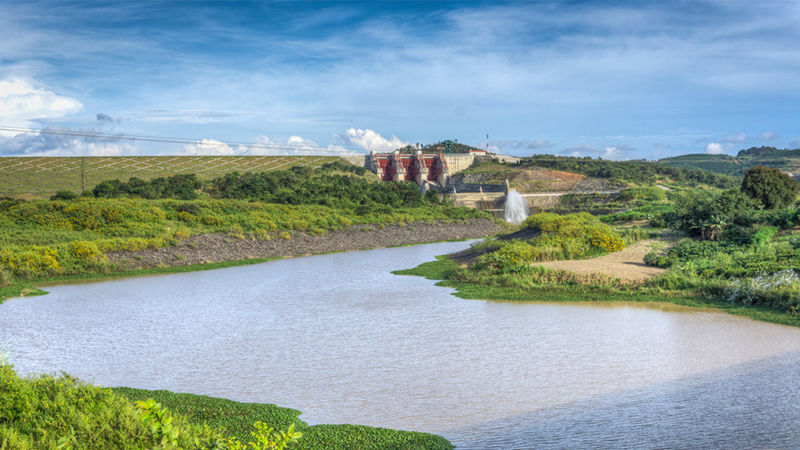 Landscape of Dai Ninh hydroelectric dam, Vietnam
