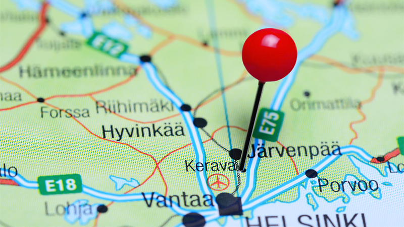 Pinned a city called Kerava on a Finnish map
