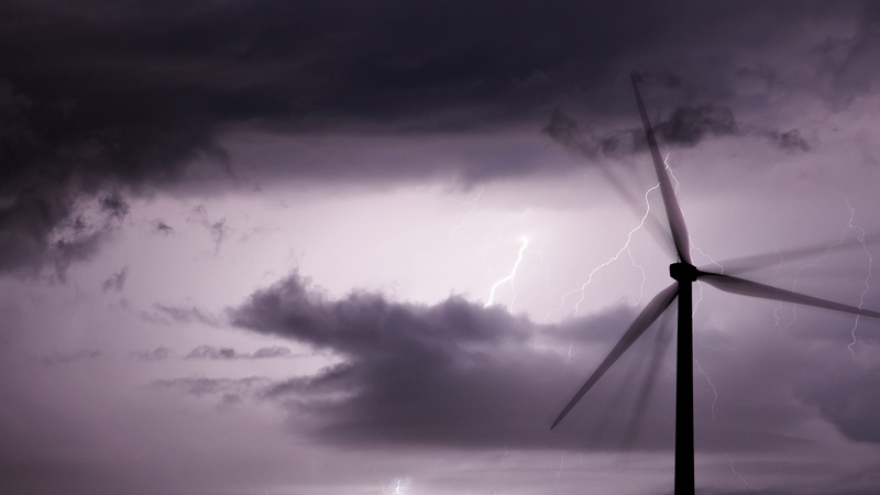 Lightning on wind farm