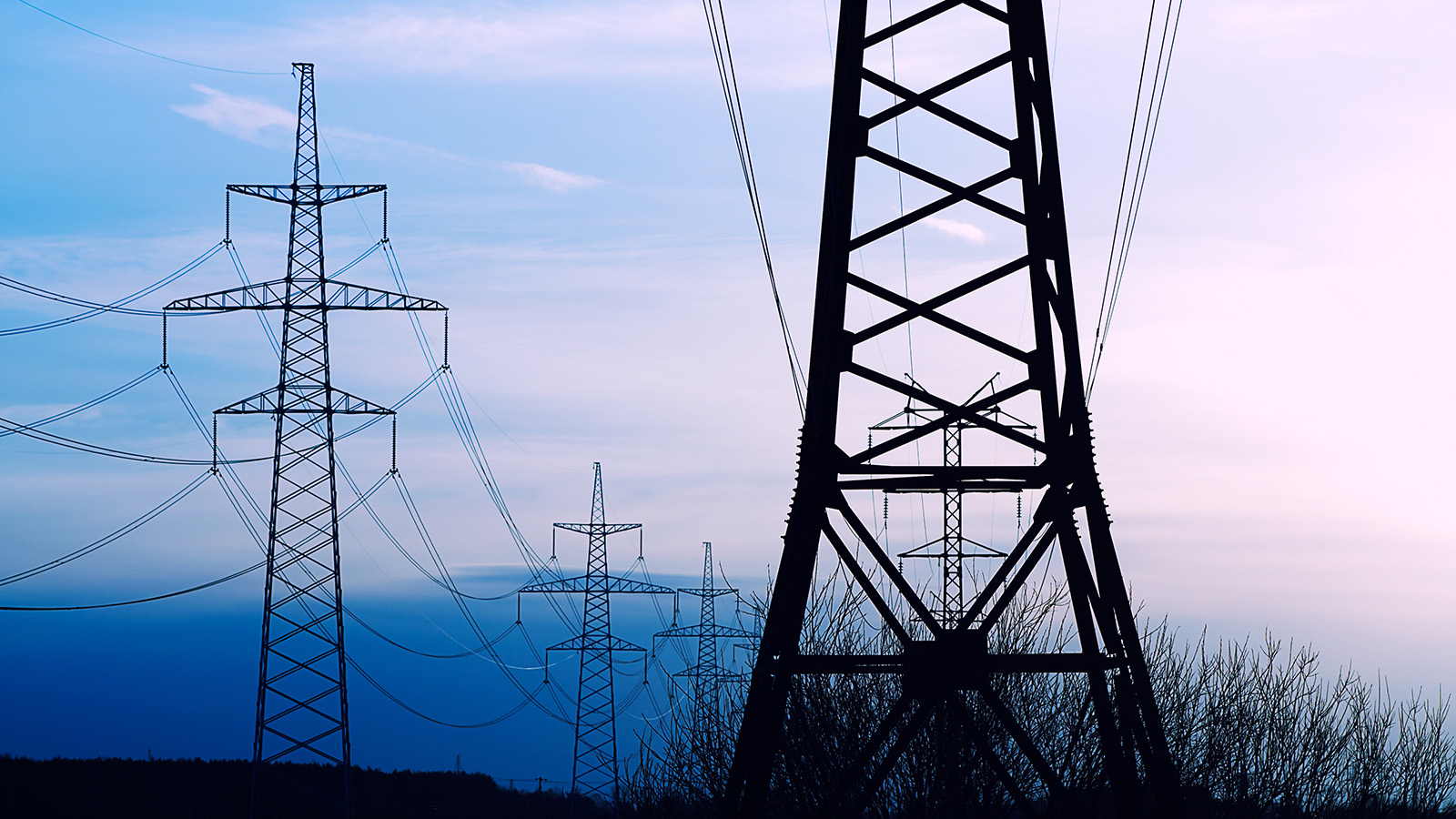 Electricity / power grid at sunset