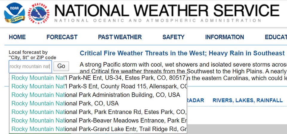 Regional weather forecast