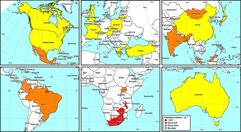 Lightning around the world