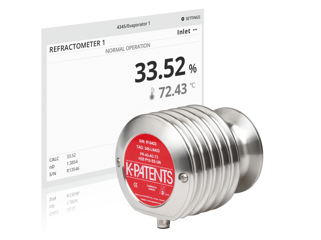 Vaisala KPATENTS® Sanitary Compact Refractometer PR43AC for inline Brix and concentration