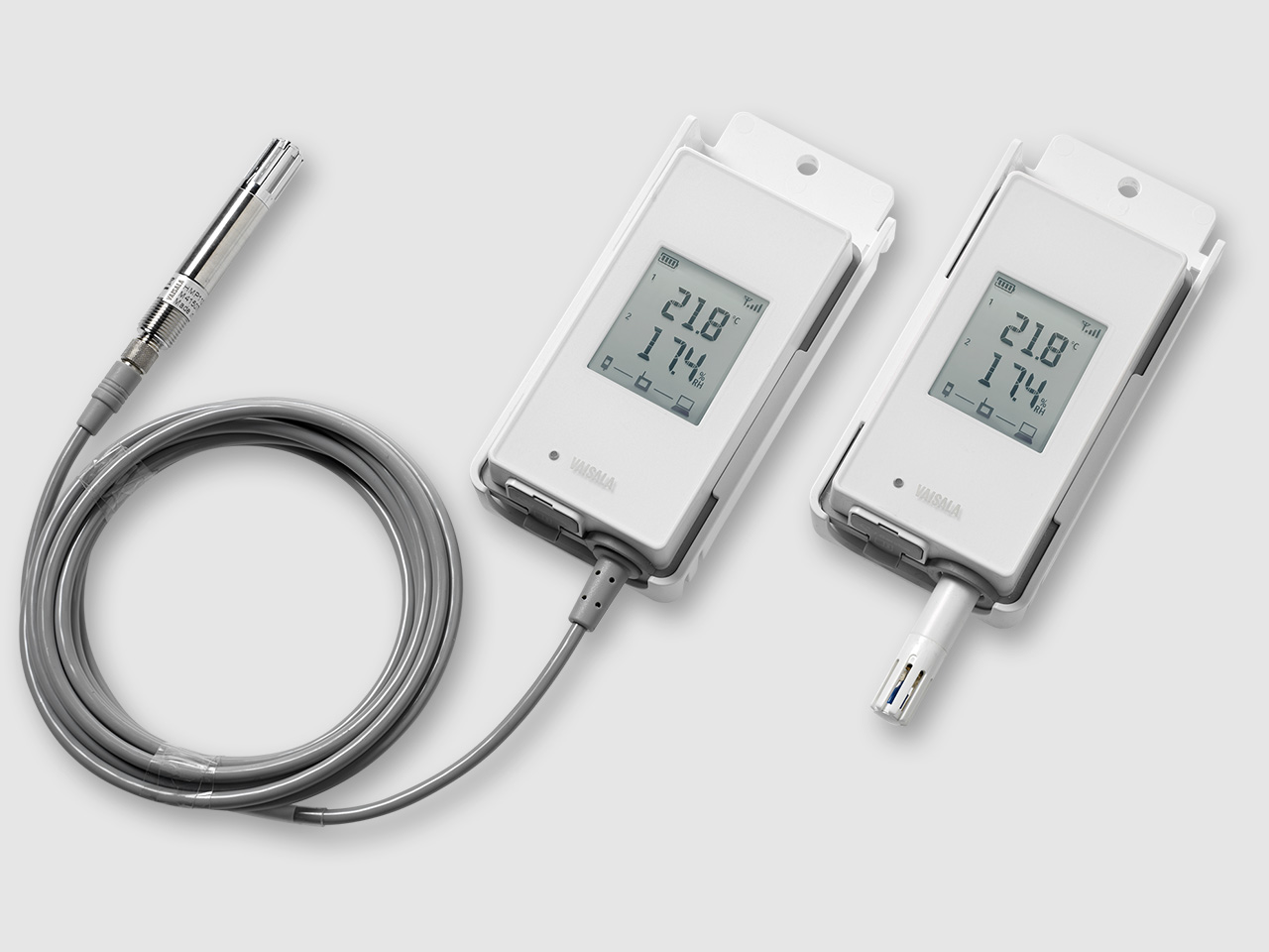Long-range wireless temperature and humidity data loggers
