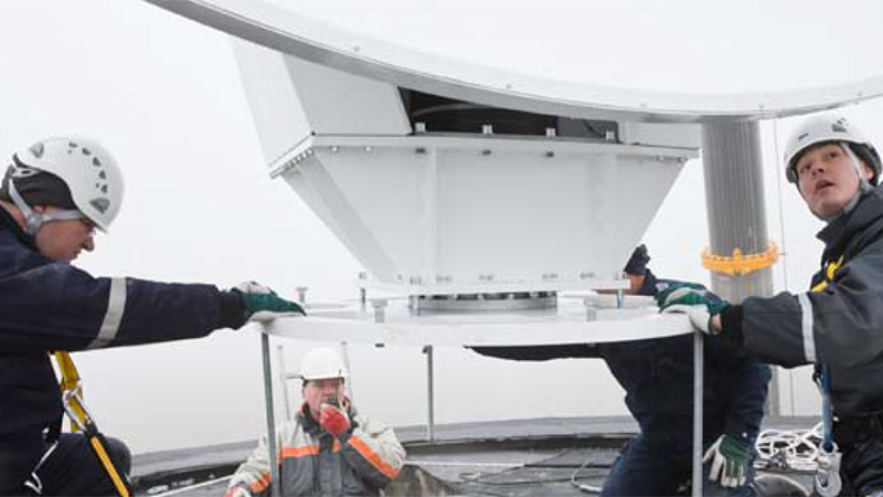 Men conducting weather radar testing