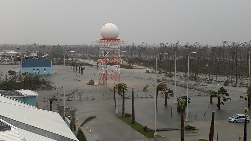 Vaisala Weather Radar at Marsh Harbour Airport, Bahamas, still standing after Dorian