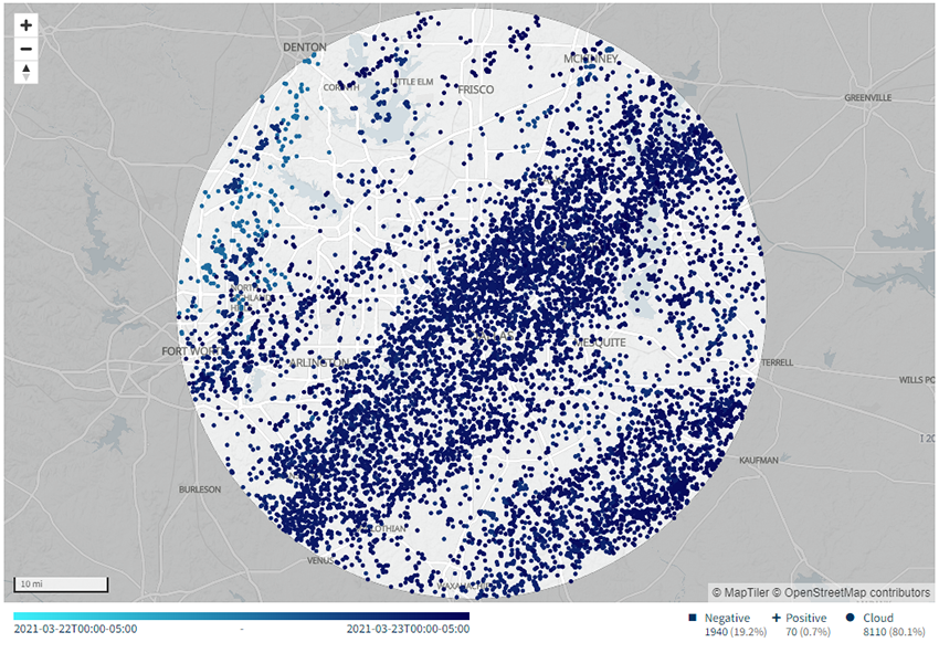A color-coded map and lightning count information makes preliminary analysis of lightning incidents a breeze in the updated Lightning Exporter