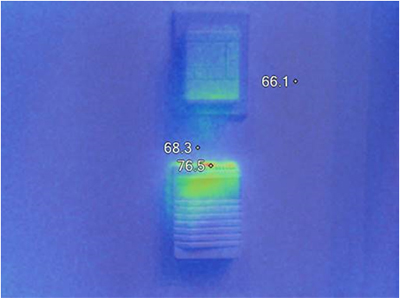 Thermal imaging shows considerable heat generation in wall sensors, especially in CO2 sensors and some other gas sensors