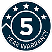 Five year warranty badge