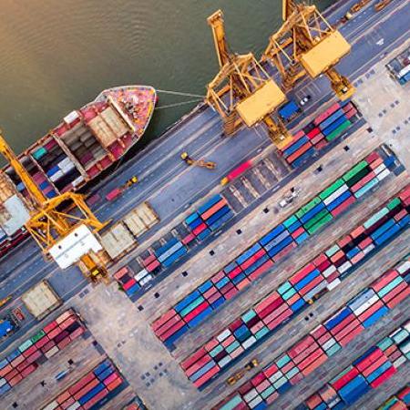 Cargo ships in a port