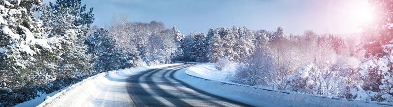 Beautiful winter road vie