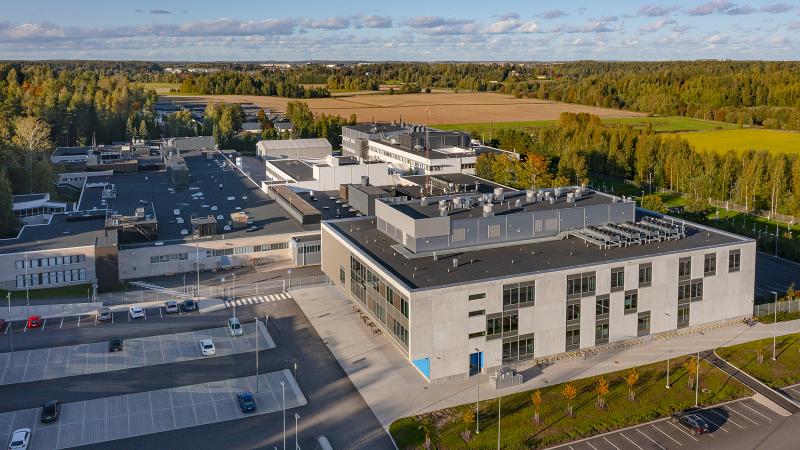 Vaisala R&amp;D building in Vantaa, aerial view