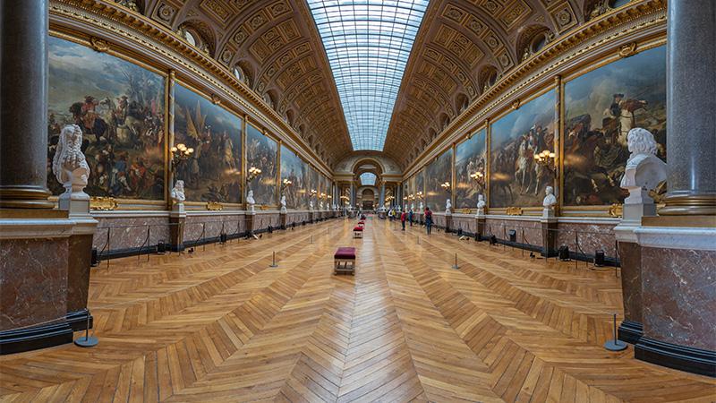 Paintings and artifacts in a museum