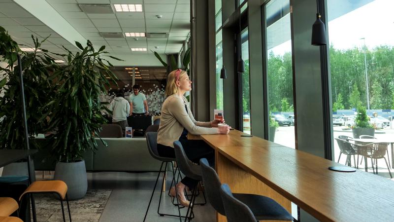 Sitting at the lobby area