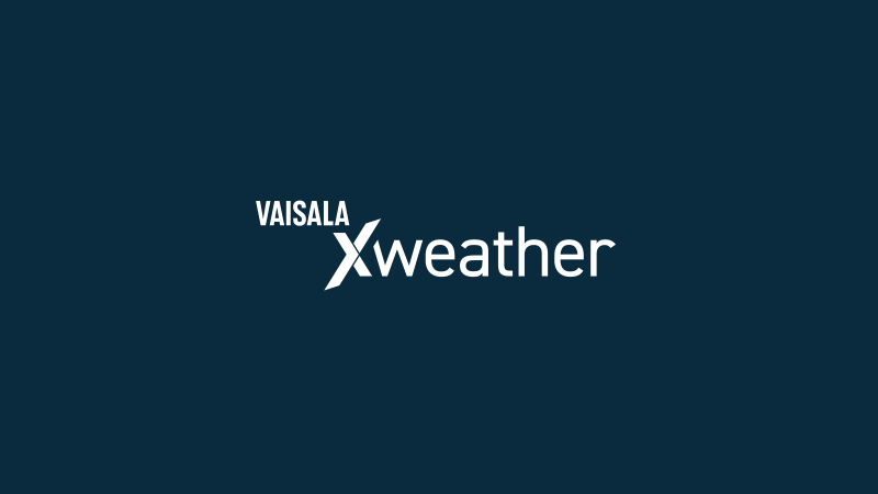 Vaisala Xweather white logo on a dark blue background