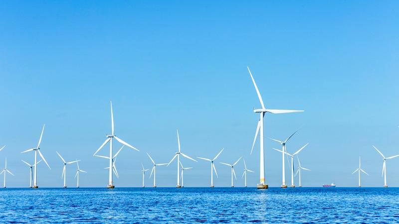 Offshore windfarm on the coast of Copenhagen, Denmark