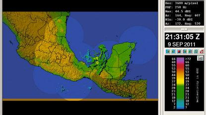 Hurricane Nate (2011) shown on the weather radar’s IRIS display.
