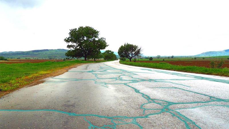 Road condition closeup