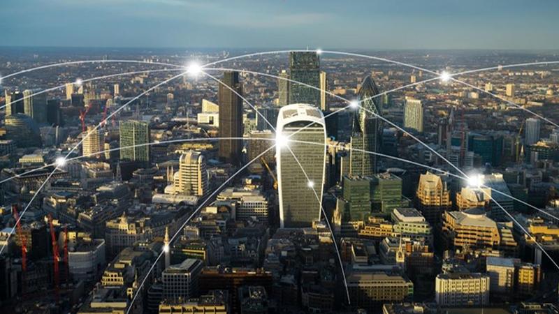 City with location spots