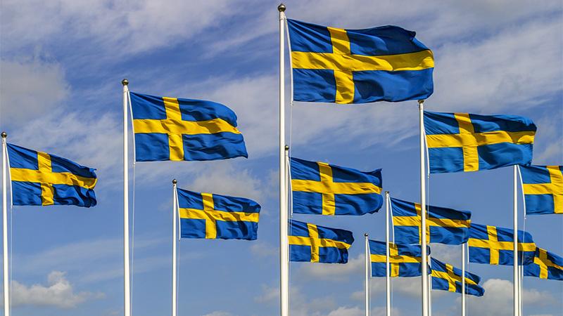 Swedish flag swayin in the wind