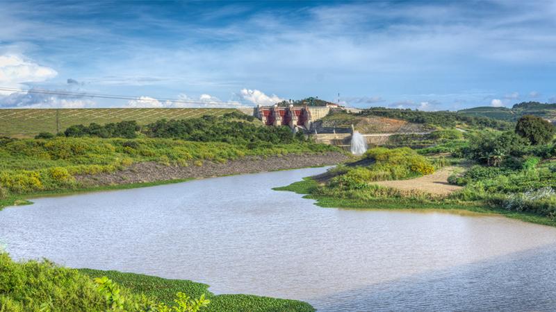 Landscape of Dai Ninh hydroelectric dam, Vietnam
