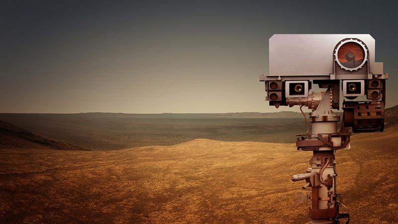 Mars Rover explores the red planet. Elements of this image furnished by NASA.