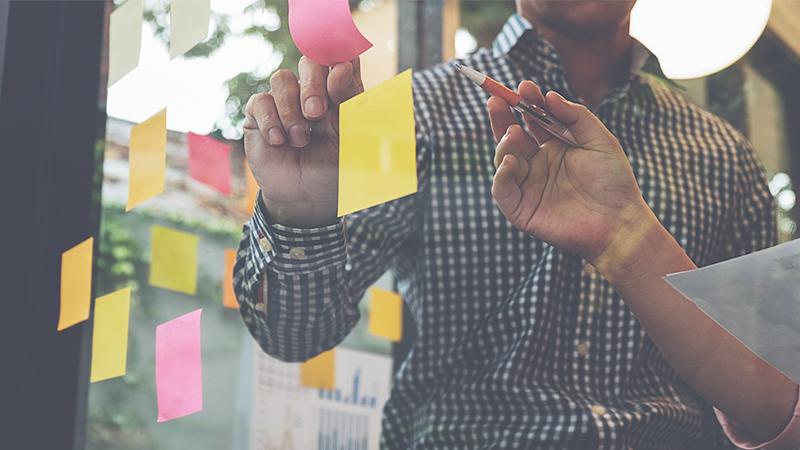 Post-it notes on a window