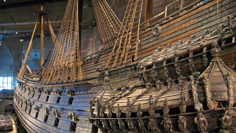 The Vasa ship capsized and sank in Stockholm 1628.