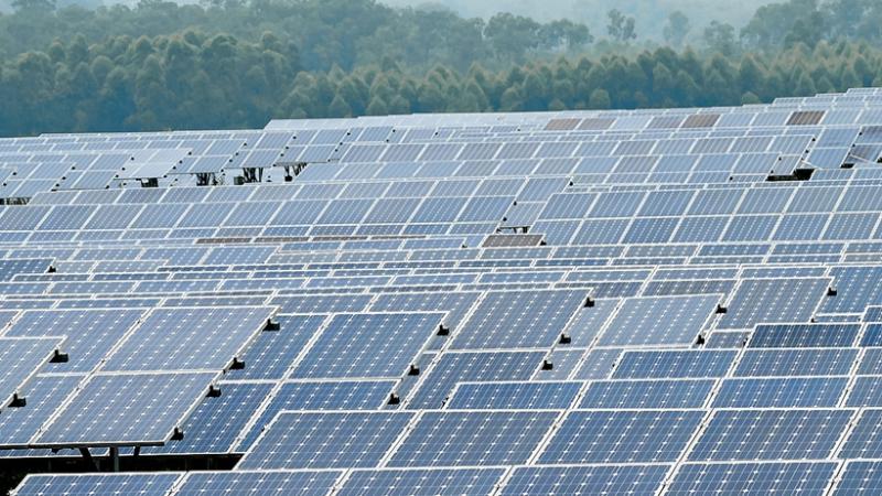 Solar panels on a utility-scale solar project