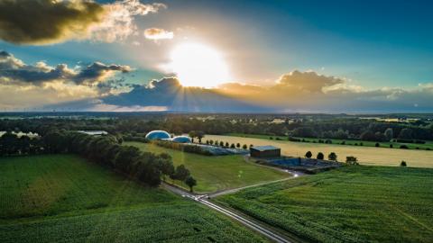 Biogas plant in landscape