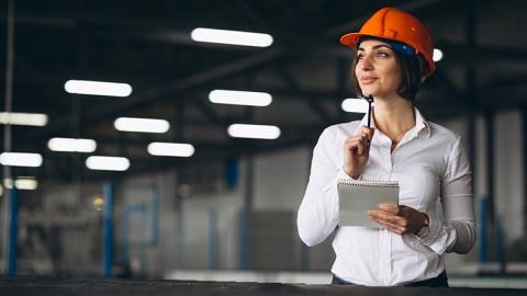 Woman at construction site