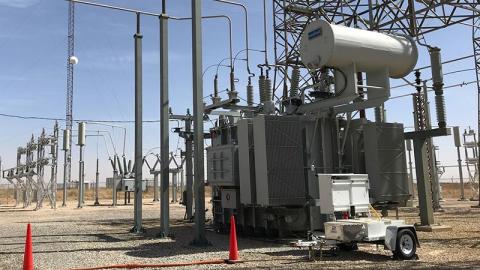 Reinhausen 84 MVA 3 phase transformer (2008) with the OPT100 Mobile online DGA unit installed.