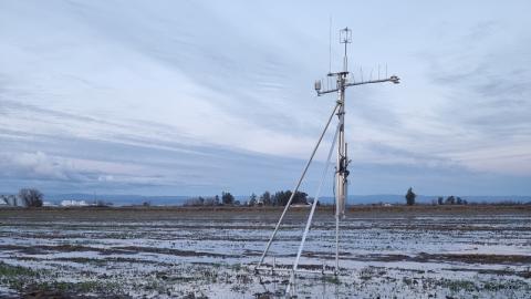 Quanterra Ecosystem Monitoring system in a snowy field.