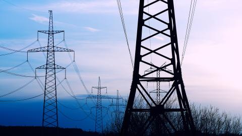 Electricity / power grid at sunset