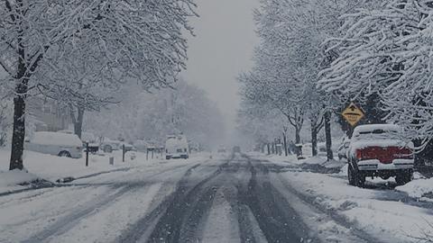 Winter road in the US