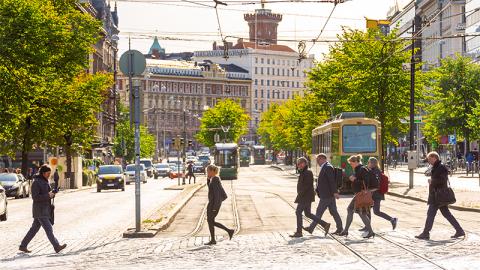 Helsinki center pedestrians