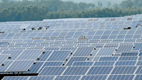 Solar panels on a utility-scale solar project