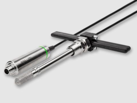 Dew Point and Temperature Probe DMP8 with Adjustable Installation Depth for Pressurized Pipelines <40 bars