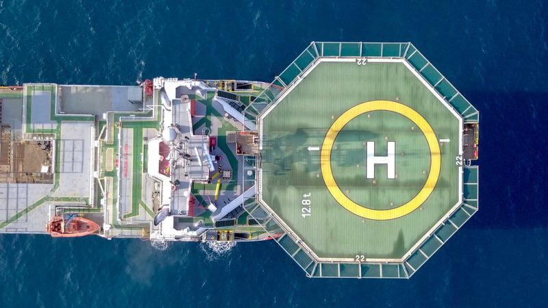 Helideck on a supply ship