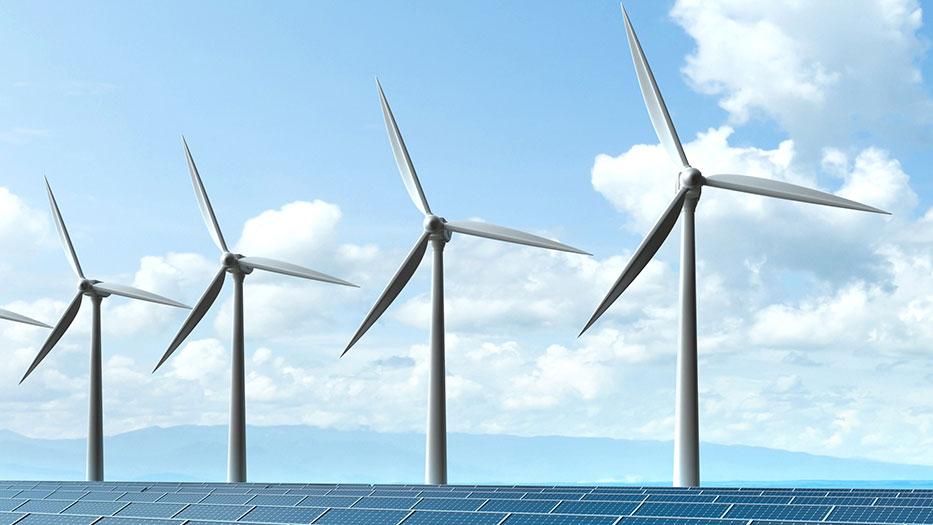 Windmills and solar power plant